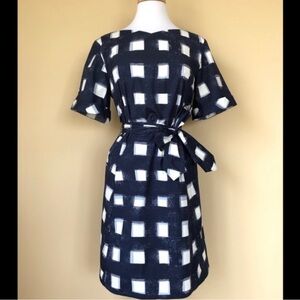 Tory Burch tie-front poplin square window plaid gingham dress size 4